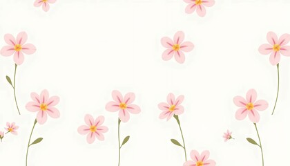 Delicate Pink Flowers on White Background: Seamless Floral Pattern