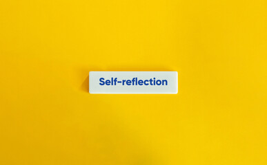 Self-reflection Word. Text on Block Letter Tile on Yellow Background. Minimal Aesthetic.