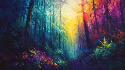 Fototapeta premium A vibrant forest shiny background 