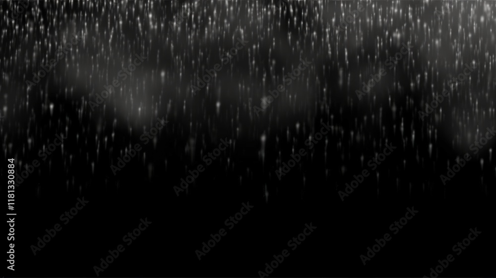 Poster Isolated Raindrops Falling in Dark Background with Elegant Motion and Soft Focus Creating an Atmospheric Rainy Effect in Nature