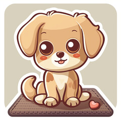 Anime-style cute dog sitting on a mat