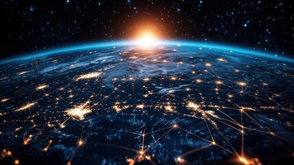 global connection flat design top view networking theme animation Triadic Color Scheme