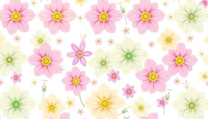 Pastel Pink and Yellow Flower Pattern: A Delicate Floral Background