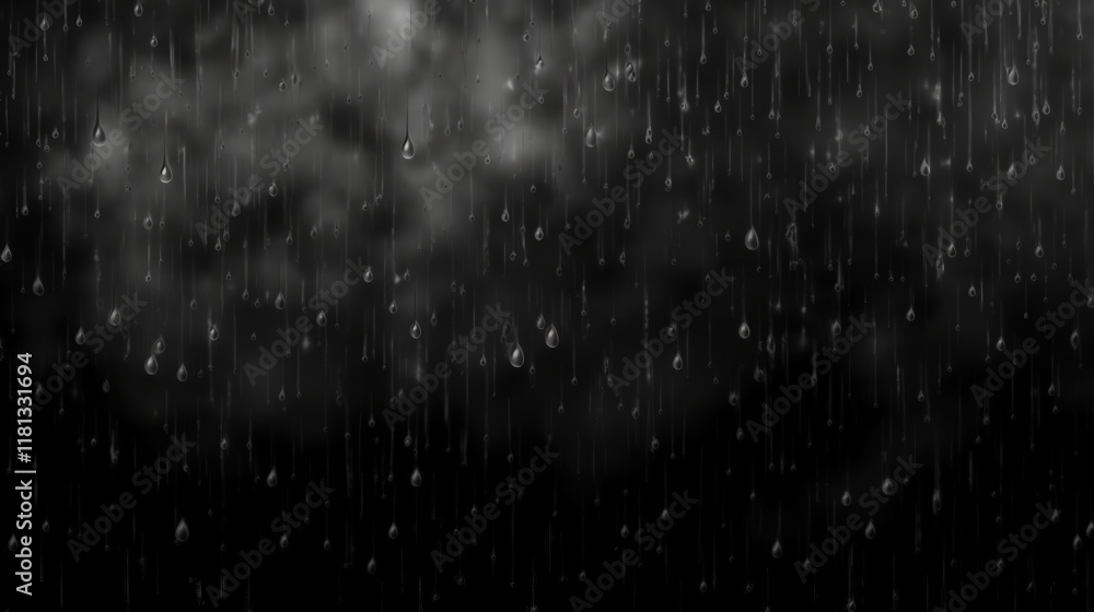 Aufkleber isolated falling raindrops on a dark background with soft focus effect for atmospheric and natural c