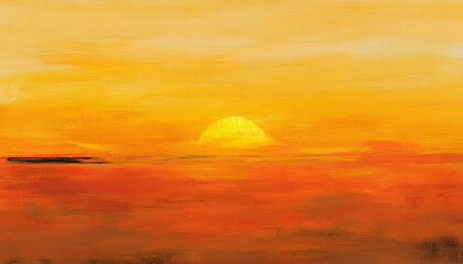 Obraz premium Golden Sky Sunset with Orange and Yellow Warm Sun Light Over Horizon -