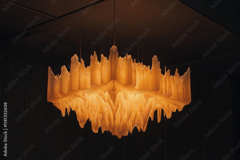Poster a fractal chandelier made of glowing crystals, casting patterns of light.