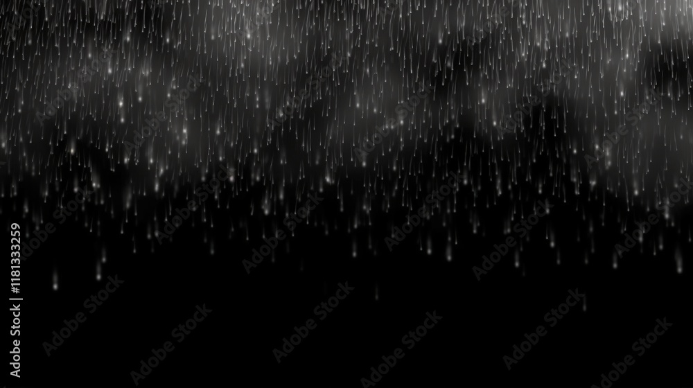 Poster isolated falling raindrops against a black background creating a dramatic and atmospheric mood for v