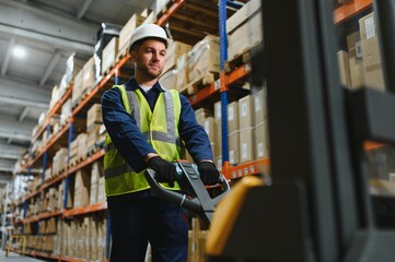 portrait of a smiling young warehouse worker working in a cash and carry wholesale store