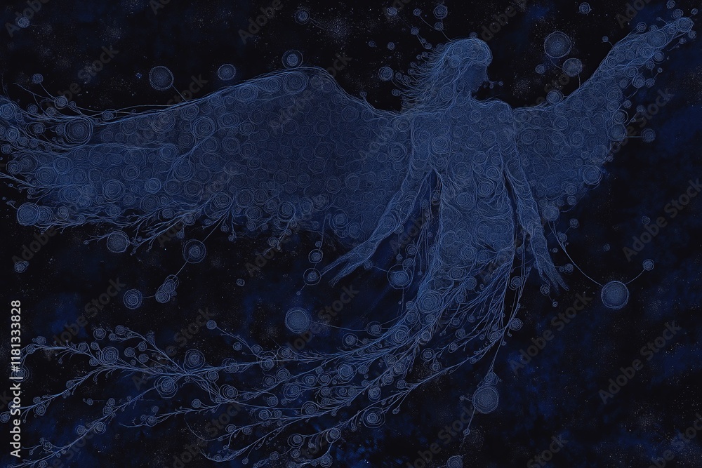Poster A fractal comet tail leaving behind trails of repeating patterns in the night sky
