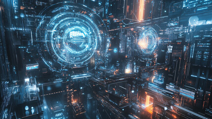 Fototapeta premium A concept showing how AI-powered cloud systems provide dynamic scalability, real-time processing, and enhanced data security for businesses.