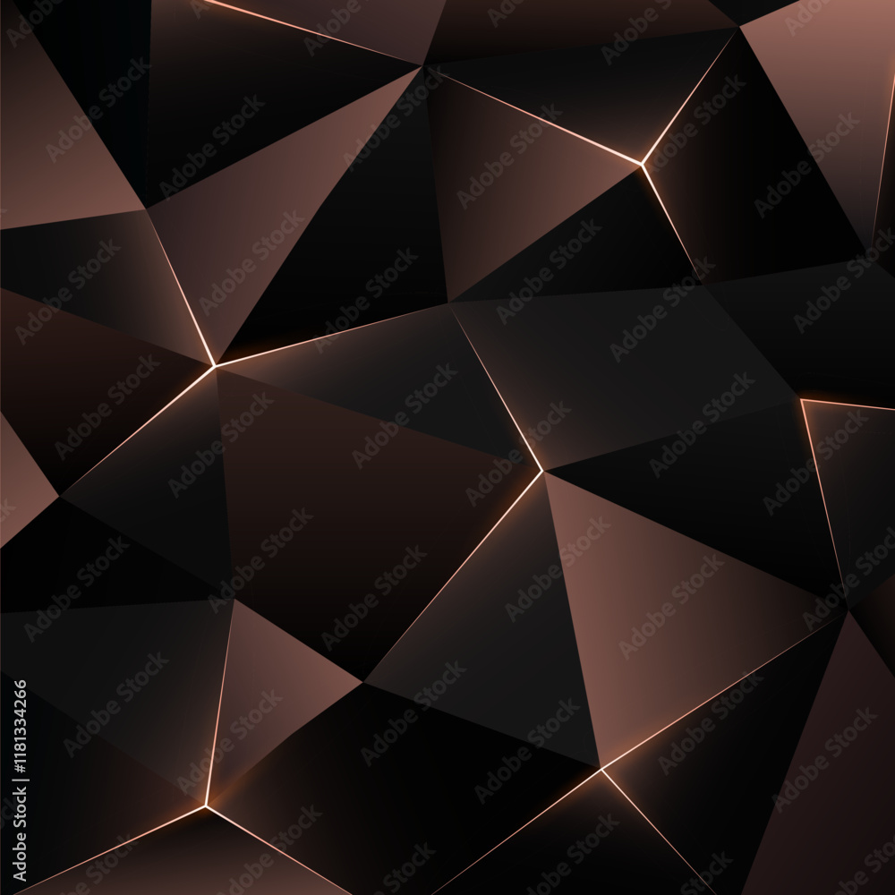 Poster dark low poly background. abstract geometric metal backdrop, triangle. soft coffee color. shining li