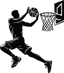 Obraz premium Black and White Basketball Player Vector Silhouette Design