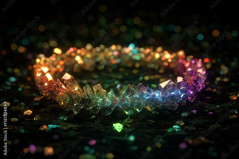 Poster A fractal crown of shimmering gemstones that seems to pulse with light. 