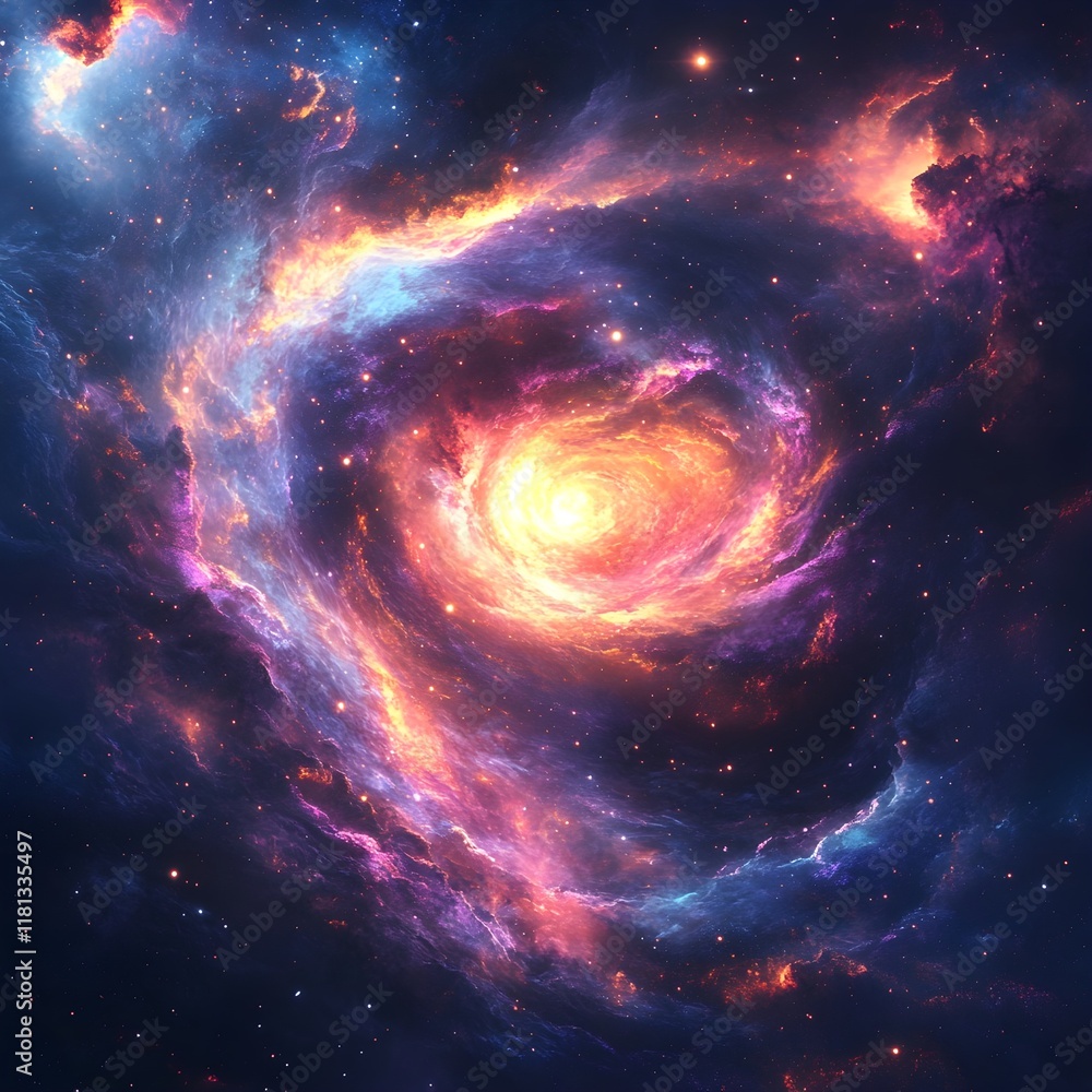 Wall mural a swirling galaxy effect with glowing stars and vibrant nebulae