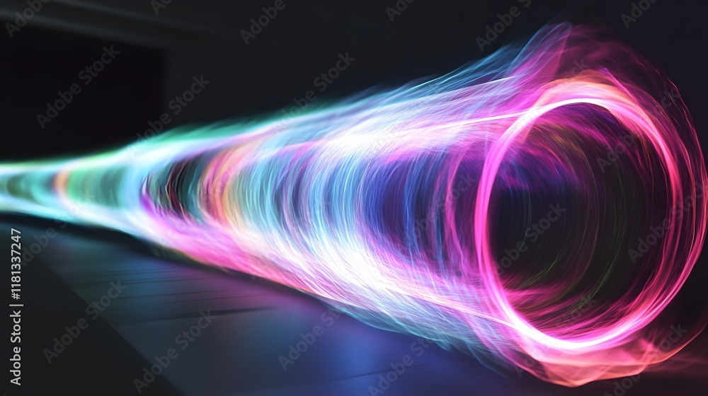 Poster abstract glowing lines with dynamic wave pattern in vibrant colors