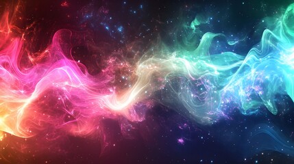 Abstract glowing lines with dynamic wave pattern in vibrant colors