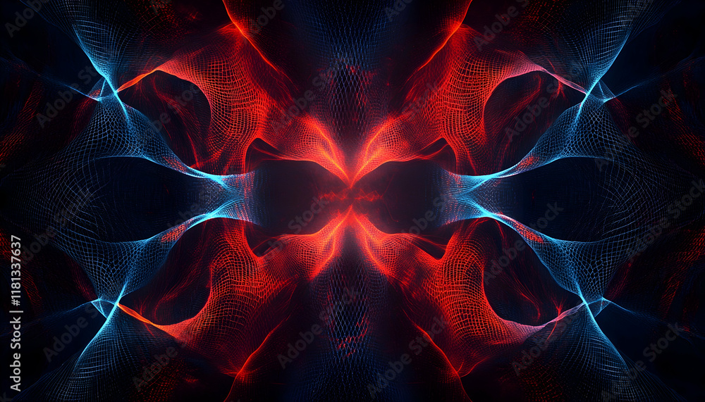 Aufkleber hi-end abstract image background with red and blue light waves for technology -