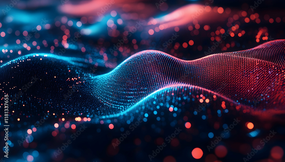 Aufkleber hi-end abstract image background with red and blue light waves for technology -