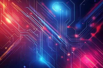 Obraz premium Abstract futuristic background showcases a mesmerizing blend of glowing lines, dynamic patterns, and digital elements, creating a captivating and innovative design