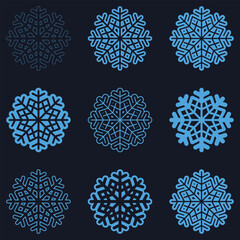 Luxurious Snowflake Icons, Gold and shimmering snowflake designs, perfect for elegant holiday branding and decor.