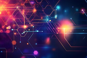 Fototapeta premium Abstract futuristic background showcases a mesmerizing blend of glowing lines, dynamic patterns, and digital elements, creating a captivating and innovative design