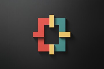 Fototapeta premium abstract modern square shape logo on dark background