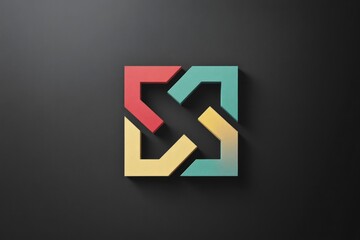 Fototapeta premium abstract modern square shape logo on dark background