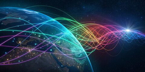 An Abstract Technology Background Depicts a Futuristic Vision of Connectivity and Innovation