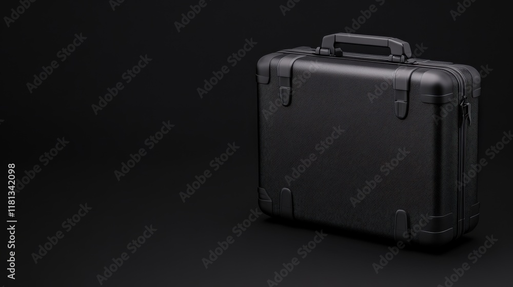Poster black hard case on dark surface with minimalist style and studio lighting for professional use and s