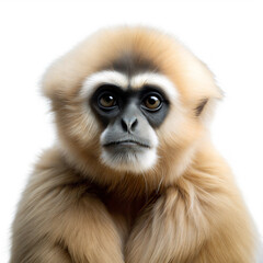 Obraz premium Monkey with expressive eyes posing on a pure white background showcasing its natural beauty and unique features
