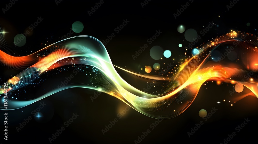 Poster vibrant abstract wave patterns, swirling colors in dynamic motion, suitable for backgrounds, art pro