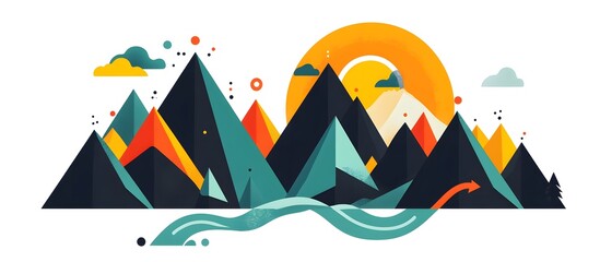 Abstract mountain sunrise landscape design