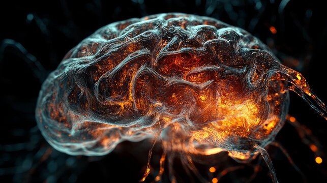  brain on dark background