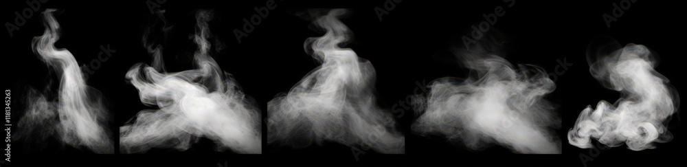 Poster elegant and ethereal smoke patterns on black background captured in high resolution for versatile cr