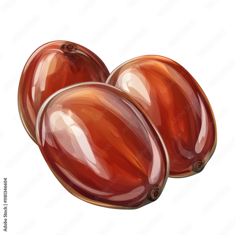 Poster two ripe dates isolated on white transparent background