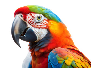 Obraz premium Vibrant macaw parrot displaying colorful feathers and intricate patterns against a transparent background