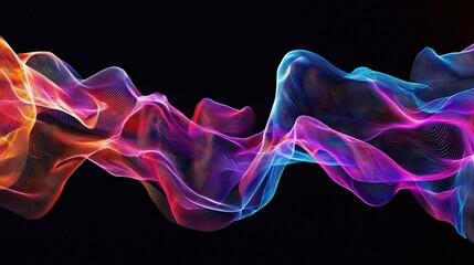 Colorful Flowing Light Waves On A Dark Background, Creating Dynamic Neon Patterns And Futuristic Glow. Perfect For Modern Digital Art And Vibrant Visual Designs.