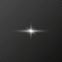 Flash of light, realistic flare effect. Single isolated design element on transparent background, vector eps 10.