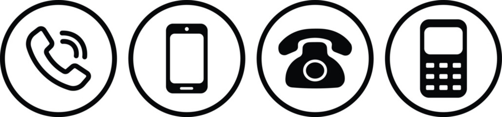 Ringing phone simple icon set. Phone call icon set, Telephone call sign, Contact us. Smartphone ringing
