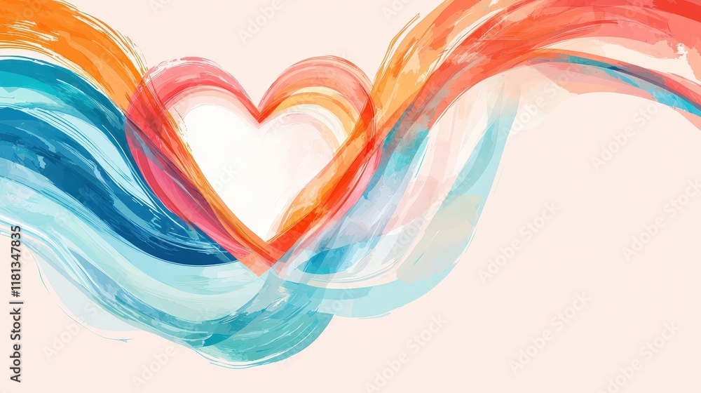 Aufkleber heart encased in dynamic paths symbolizing unity and progress worldwide