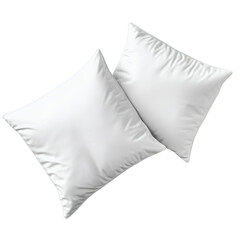 two white square pillows isolated on white transparent background