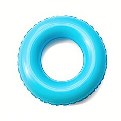 Blue Inflatable Ring Isolated on White Background for Pool or Beach Use, Perfect for Summer Fun and Relaxation Activities