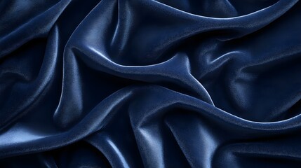Obraz premium A texture of crushed velvet in a midnight blue hue with rich folds. 