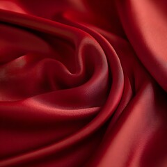 Obraz premium A texture of satin fabric in a rich ruby red, flowing gently. 