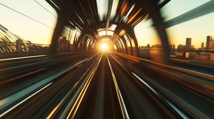 railway track, with the perspective very creating a strong motion blur effect. 