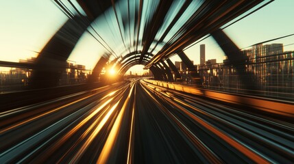 Fototapeta premium railway track, with the perspective very creating a strong motion blur effect. 