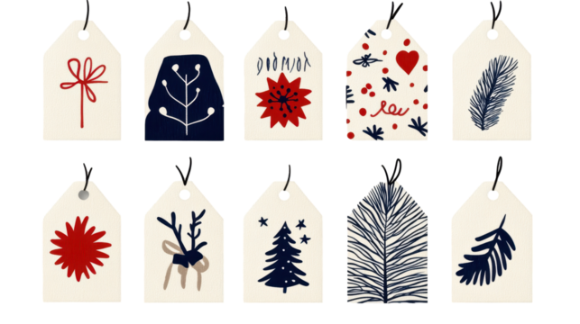 Festive gift tags with creative designs. transparent background - Powered by Adobe