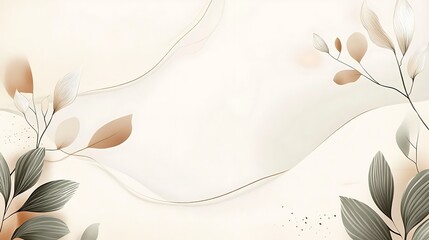 Elegant Beige and Green Botanical Illustration