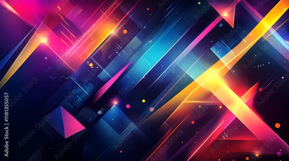 Poster vibrant abstract pattern, colorful gradients with dynamic lines, modern design ideal for tech or cre