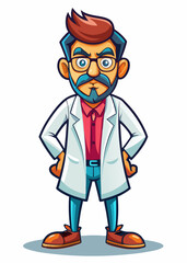 Fototapeta premium Retrato de un médico con bata de pie sobre fondo blanco. Profesional sanitario con uniforme médico.